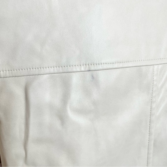 7 For All Mankind Beige Faux Leather Button Up Long Jacket Trench Coat Large - Picture 11 of 11